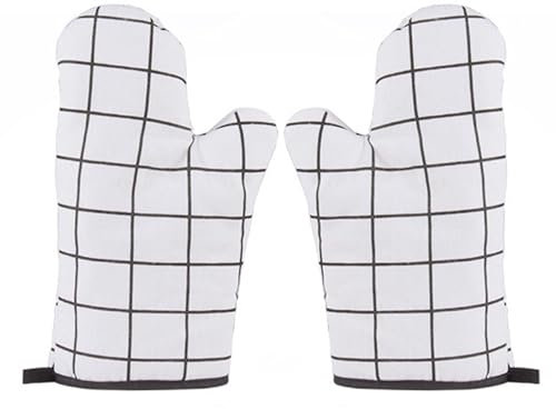 SUJAYU Ofenhandschuhe, 2 Stück, 26,9 x 17 cm, Baumwolle, Ofenhandschuh, Topflappen, rutschfest, 200 °C, hitzebeständig, Ofenhandschuhe, Topflappen zum Kochen, Backen, Grillen (weiß)