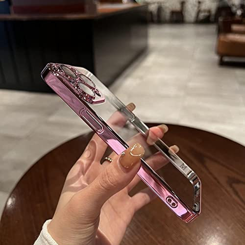 NICRX Custodia protettiva elettrolitica di lusso per iPhone 11 12 13 14 Pro Max Xs XR Max 7 8 Plus Mini SE 2020 Cover morbida trasparente, rosa, per iPhone 12