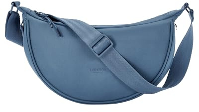 LARKSON Borsa a Tracolla Donna Azzurro - Solveig Small - Borsetta Mezzaluna - Borse a Spalla Piccola Elegante e Casual - Regolabile Marsupio alla Moda - Impermeabile