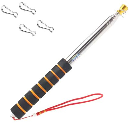 Qiuboluny Telescopic Handheld Flagpoles with Clips Portable Flag Pole Lightweight Extendable Tour Guide Stainless Steel Banner Flag Pole Pointer for Teachers with Anti-Slip Grip ((2.5 gold)