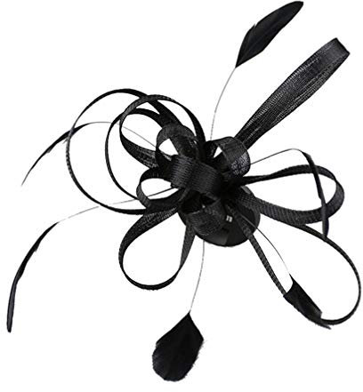 GodlSoon Blumen-Fascinator, Party-Gaze-Hut, Hochzeitsbrosche, Hochzeits-Fascinator, Fascinator, Partyhüte, Teeparty-Hut, lila Retro-Kleider for Frauen, Braut(Color:Black)