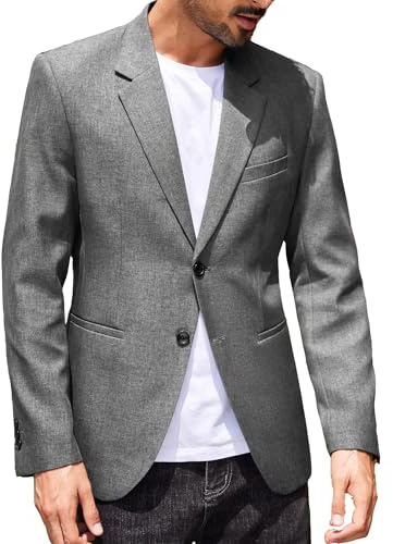COOFANDY Herren Anzugjacke Sakko Sportlich Freizeit Blazer Sportsakko Regular Fit Modern Einfarbig Grau M