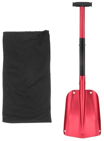 QUARKZMAN Schnee Schaufel 63-82cm Länge Plastik Verstellbare Schrumpf Camping Schaufeln mit Tragetasche für Garten Auto Wege Einfahrt Rot Schwarz