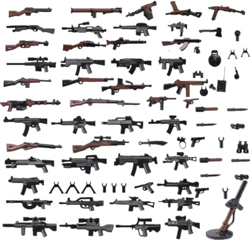 YLtremker 72 Teile Custom WW2 Militär Waffen Baustein Set Militär Minifiguren Soldaten Waffen Kit Klemmbausteine Bausatz