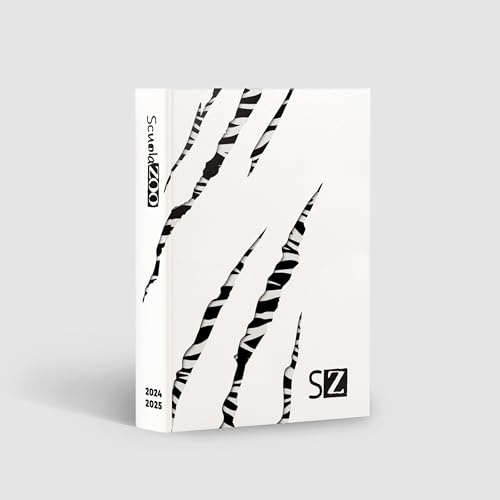 ScuolaZoo Schülerkalender 2024-2025 mit Memes und Aufklebern, erhältlich mit 6 Deckblättern und 2 Größen (Weiß/Zebra, 11 x 15 cm)