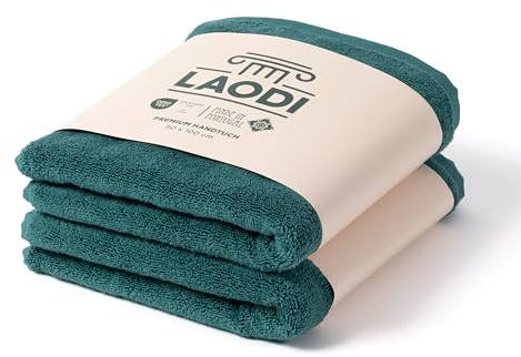 LAODI Premium Handtuch Set 2er 50x100 cm aus 100% Baumwolle – 570 g/m², saugfähig & weich – Made in Portugal, Antikes Grün