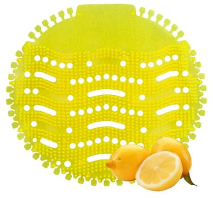 Colador de urinario con aroma cítrico, 2 unidades, con efecto de frescor de 30 días para tamiz de orinal, ambientador para urinarios, protección contra salpicaduras, protección contra basura en el