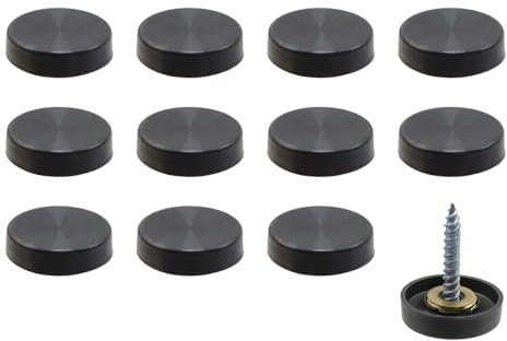 Rannb Decorative Mirror Screws Black Cap Cover Nails 0.75/19mm Cap Dia 304 Stainless Steel Screw Covers Caps Brushed -12pcs