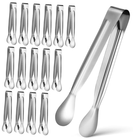 MAGICLULU Mini Pinze in Acciaio Inossidabile Pinze per Ghiaccio e Zucchero Set da 18 per Servire Impugnatura Comoda, per Antipasti e Buffet