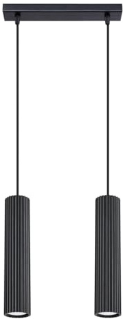 SOLLUX lighting Hängelampe Pendelleuchte Hängeleuchte Deckenlampe Lampe Decke Aluminium 2 Flammig 30 x 6,5 x 16,5 cm Karbon Schwarz
