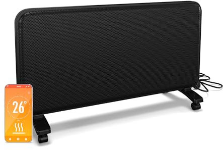 blumfeldt Infrarotheizung 2000 W – Wandmontage & Standgerät, Graphen-Heizelement, App & Touch-Steuerung, Thermostat, IP24, Überhitzungs- & Umkippschutz, für Räume bis 20 m², Schwarz
