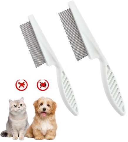 Flohkamm Für Katzen & Hunde, Profi Hundekämme Katzenkamm Haustierkamm Zum Entfernen Flöhe, Läusekamm Staubkamm Mit Abgerundeten Metall, Hunde Katzen Kamm Zur Fellpflege (M+L)