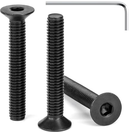 Tunejoy 30 Stück M6 x 40 mm Senkkopfschrauben Schwarz Senkschrauben Edelstahl A2 V2A Senkkopf Innensechskant DIN 7991 Vollgewinde mit Inbusschlüssel