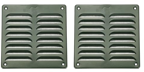 PATIKIL 6x6 Inch Aluminum Gable Vent, 2pcs Exterior Wall Outlet Vent Cover HVAC Air Grille Louvered Screen Mesh for Kitchen Bathroom Ventilation, Green