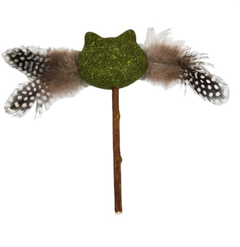 JACK AND VANILLA, Interaktives Katzenspielzeug mit Katzenminze und Matatabi, Attraktives Katzenkopf-Design, 15 cm, Grün/Braun, Herbals-Modell