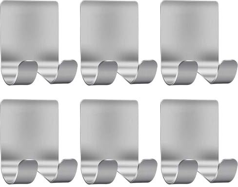 BAODBF 6 Stück Rasierer Halterung Dusche,Kein Lochen Nötig Rasierhalter Dusche,Halterung Rasierer,Klebehaken Badezimmer für Handtuch,Hut,Silber