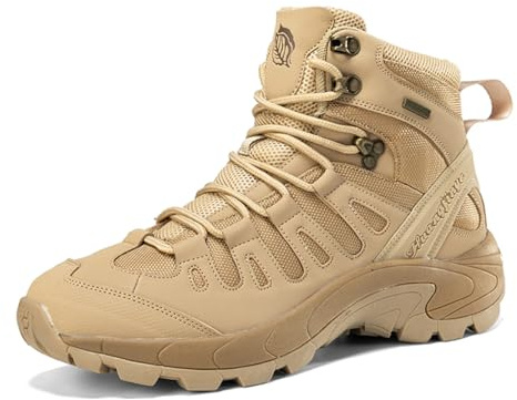 Générique Bottes de Randonnée Montagne Désert Résistantes à l'Usure pour Hommes Bottes Militaires Tactiques Entraînement Combat,Beige,41