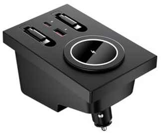 JOYSOY 135 W trådlös mobiltelefon billaddare för Volvo XC90 S90 V90 XC60 S60 telefonladdningsplatta med typ C och Lightning-kabel