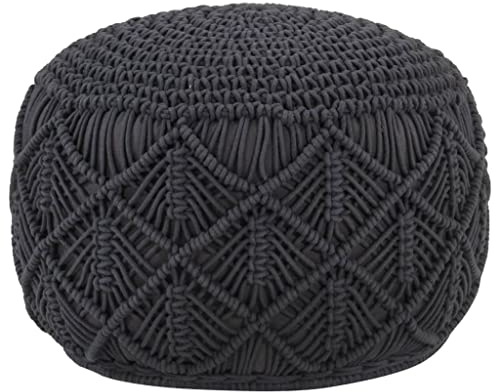LVHUIDEH Handgefertigt Pouf Strickpouf Rundes Bodenkissen, Sitzpouf, gepolsterter Sitzhocker, Sitzpuff/Puff, 45 x 45 x 30 cm, Baumwolle