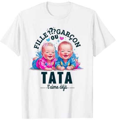 Cadeau Gender Reveal Tata Parti Révélation du Sexe bébé T-Shirt