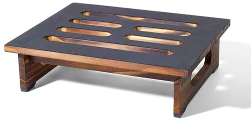 Keiquli Holz-Tritthocker für Erwachsene & Senioren, 4.3 Fußbank Holz mit Rutschfester Gummiauflage,Bis 420lbs Belastbar,Tragbare Stehhilfe für Bad,Küche,Nachttisch,Wohnwagen und Mehr & Innen/Außen
