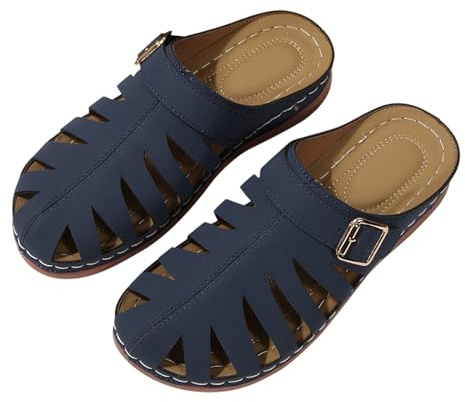 Träskor & sandaletter för kvinnor stängda tår, ortopediska tofflor damer läder halkfria halvsandaler Holh sommarsandaler Slip On trädgårdsskor bak öppen slip-on slip-on sommarsandaler