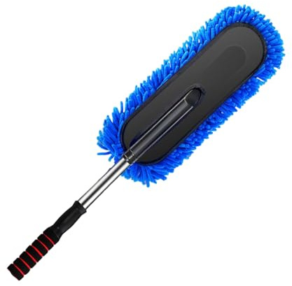 Akozon Plumeau de Voiture, Poignée Extensible avec Nanofibre Haute densité pour Le Nettoyage Intérieur Extérieur Automobile, Tête de Brosse Douce pour Dépoussiérer sans Rayures (Blue)