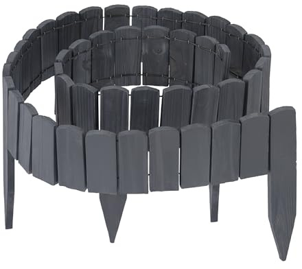 Relaxdays Beeteinfassung, 200 cm lang, flexibel, anthrazit | Sichthöhe: 10 cm, zum Stecken, Holz, Beetzaun, Rasenkante