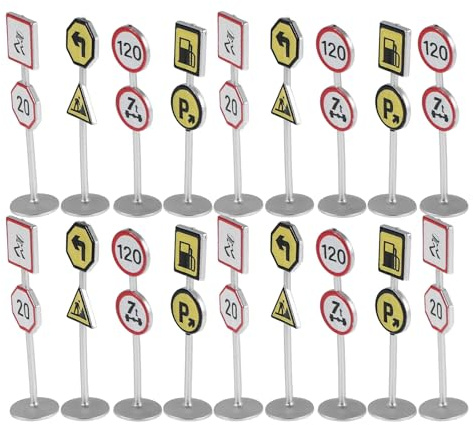 OSOLADY 100 Panneaux de signalisation Miniatures : 6,5 cm / 2,56 Pouces, modèles réalistes de Panneaux Routiers – Jouets éducatifs en Plastique pour Enfants.