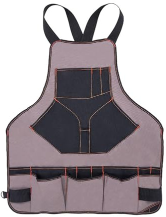 Tablier porte-outils de capacité contenant 5 poches poitrine et 3 poches de taille spacieuses, étui à marteau, tablier de travail robuste multi-sections