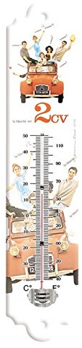 Éditions Clouet 57173 - Thermomètre 30x8 cm Citroen - La liberté en 2 CV