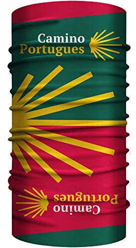 Camino Portugues Bandana 25 x 50 cm, Jakobsweg Schlauchschal, nahtloses Multifunktionstuch aus weicher Mikrofaser / Halstuch Kopftuch Mundschutz Schal / Pilger Pilgern Reiseführer Santiago (Portugues)