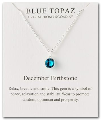 Philip Jones Dezember (Blauer Topas) Geburtsstein-Halskette mit Zircondia®-Kristallen