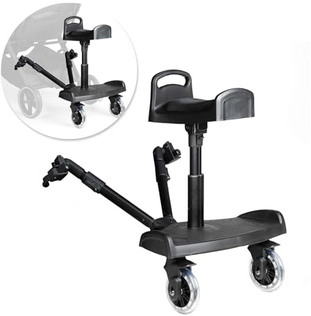 Ms BabyWorld - Porte-enfant universel avec siège rembourré pour poussette. Hauteur réglable, base antidérapante, sangle de transport. Pour enfants de 2 à 6 ans (jusqu’à 25 kg).