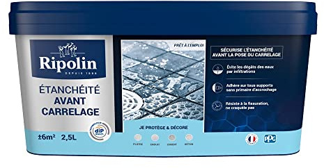 RIPOLIN Revêtement Étanchéité Avant Carrelage Intérieur Mat Blanc 2,5 L | Revêtement Imperméabilisant Avant-Carrelage, Haute Protection, Intérieur, Mat