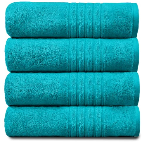 GC GAVENO CAVAILIA New Hampton Pack of 4 Hand Towel Set, 100% Ringspun Cotton, Extra Absorbent 450 GSM Luxury Towel, Teal, 4PK