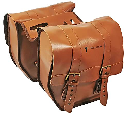 Red Loon Retro Doppelpacktasche | Gepäckträgertasche | Packtaschen | Doppeltasche | Lederoptik | Fahrradtasche eBike hinten | Bike Packing | Radtasche für Gepäckträger | Hinterradtasche