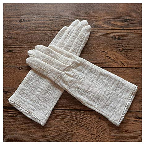Sun Protection Gloves Gloves Sun Driving Cotton Suncreen Gloves Women's Outdoor Uv Protection Cotton Anti-skid Driving Gloves (Color : Beige, Size : L)