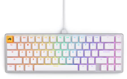 Glorious Gaming - 65 Percent Keyboard - White Custom Layout - Compact Low-Profile - Hotswap w/Cherry Mx Style Switches - Incl. Double Shot Keycaps & Linear Switches - PC Gaming Setup Accessories