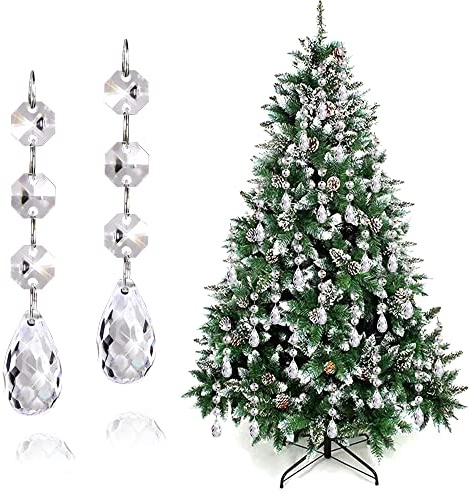 Lot de 30 décorations à suspendre pour sapin de Noël, pièces de prisme en verre et cristal pour lustre, lampe en forme de larme, décorations parfaites pour les décorations de sapin de Noël (forme de