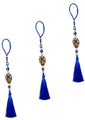 Abaodam Owl Shape Tassel Designed Pendant Set 3pcs Blue Alloy