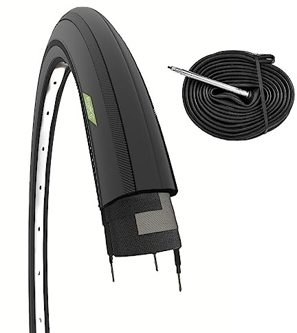 COPERTONCINO 700 X 25C + CAMERA PNEUMATICO 25-622 STRADALE IN GOMMA BICI RACE ROAD CORSA SLICK ADULTO (80 mm, camera d'aria)