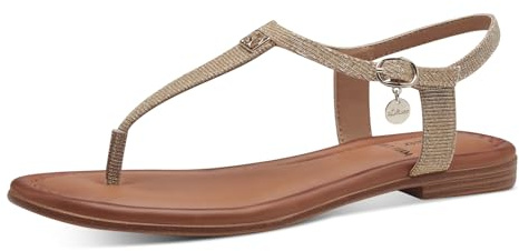 s.Oliver Damen Zehentrenner mit verstellbarem Riemchen Vegan, Gold (Champagne), 38 EU