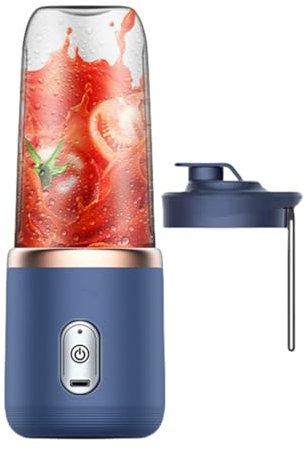Portable Blender,Orange Juicer Electric Citrus Juicer with 6 Blades USB Rechargeable Blender Smoothie Maker for Shakes and Smoothies, Mini Blender with Travel Lid for Kitchen, Gym, Office (Blue)