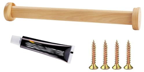 kleiderstange schrank Heavy Duty Closet Pole, Runde Garderobenstange aus Holz mit Sockel Garderobenstange Wardrobe Tube, hängend Garderobenstangen Kann individuelle Größe ( Color : Light brown , Size