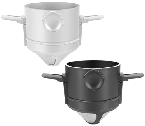 AOOPOO Lot de 2 Filtre à Café Permanent en Acier Inox, Goutteur de Café Réutilisable avec Double Maille, Portable Porte Filtre à Café Sans Papier Pliable pour Maison Bureau Camping Voyage