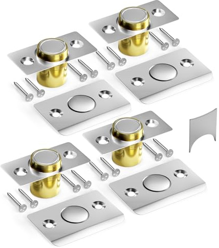 Tonitrui Silent Ball Catch, Adjustable Strong Magnet Door Catch，Using Noise Free, Replacing Door Ball Catch, with Identical Installation Dimension(4 Pack, Silver)
