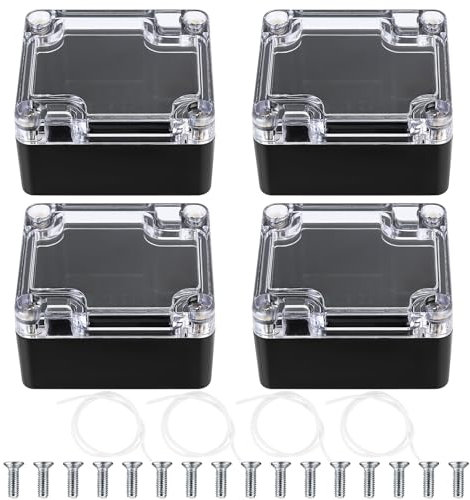 4 Pcs Boite Etanche Electrique Exterieur, Boîte de Derivation ABS IP65 Etanche Exterieur à Couvercle Transparent,Boitier Etanche Electrique Exterieur, Boîte de Jonction,63 * 58 * 35mm
