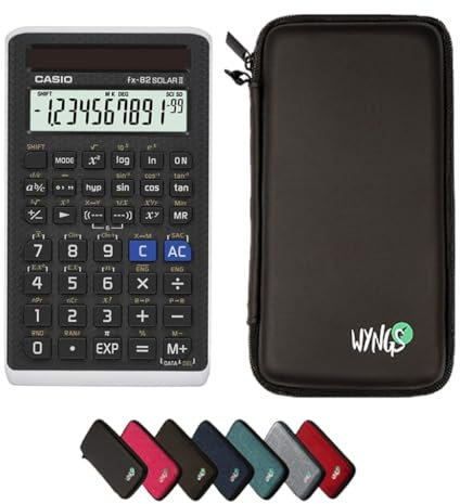 Casio fx-82 Solar II con Funda Protectora WYNGS Negro - Calculadora Científica - Paquete Básico