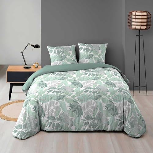Douceur d'Intérieur, Parure 3 Pièces (240 x 220 cm) Epicea, Microfibre Flanelle Imprimé Allover